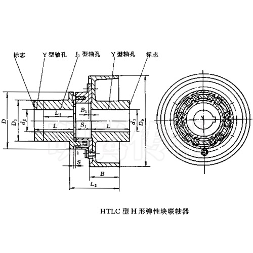 HTLC型帶制動(dòng)輪彈性塊聯(lián)軸器圖紙