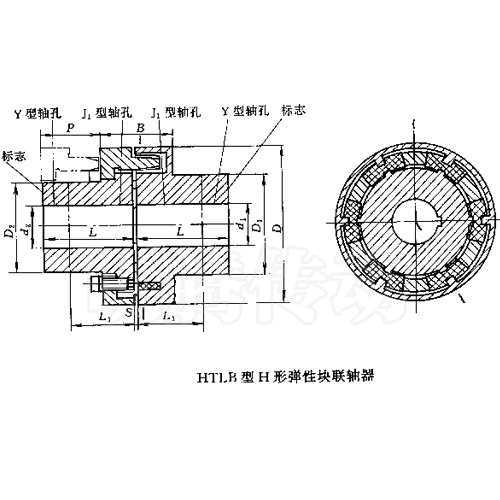 HTLB型彈性塊聯(lián)軸器圖紙